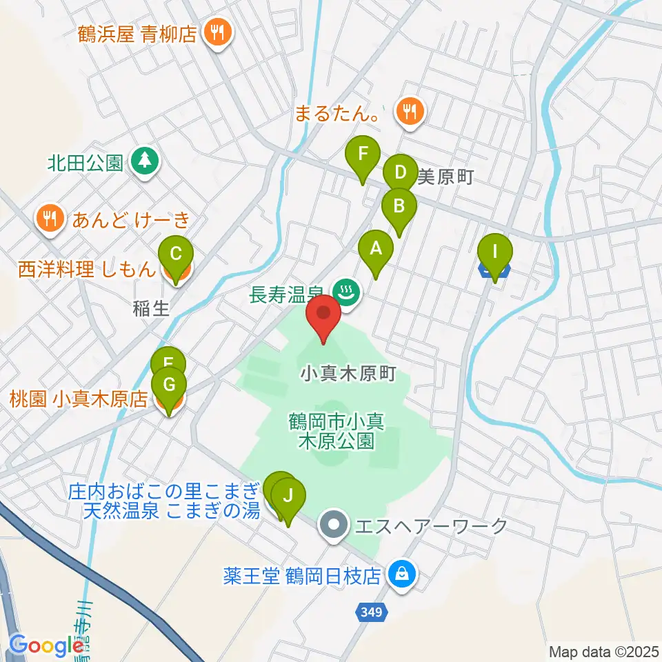 WaTaRaI鶴岡ドリームスタジアム周辺のファミレス・ファーストフード一覧地図