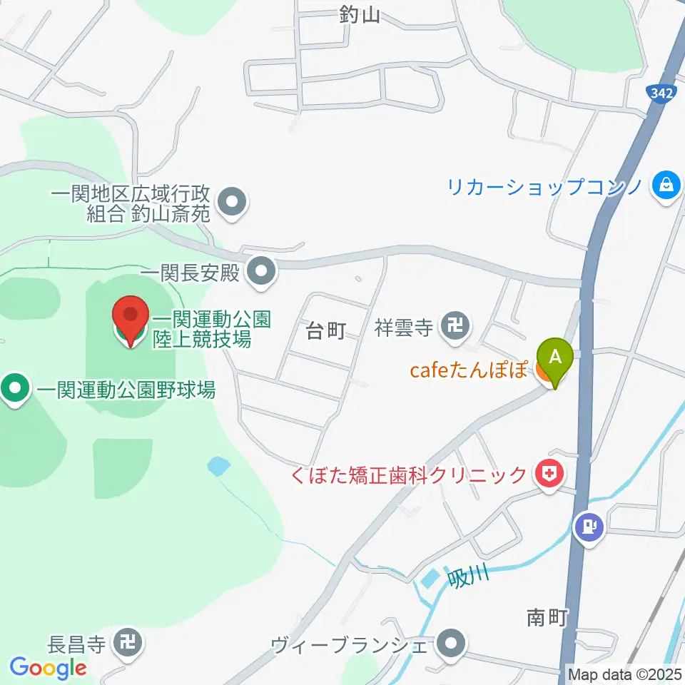 一関運動公園陸上競技場周辺のファミレス・ファーストフード一覧地図