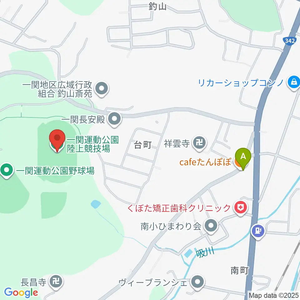 MUCCいちのせき陸上競技場周辺のファミレス・ファーストフード一覧地図