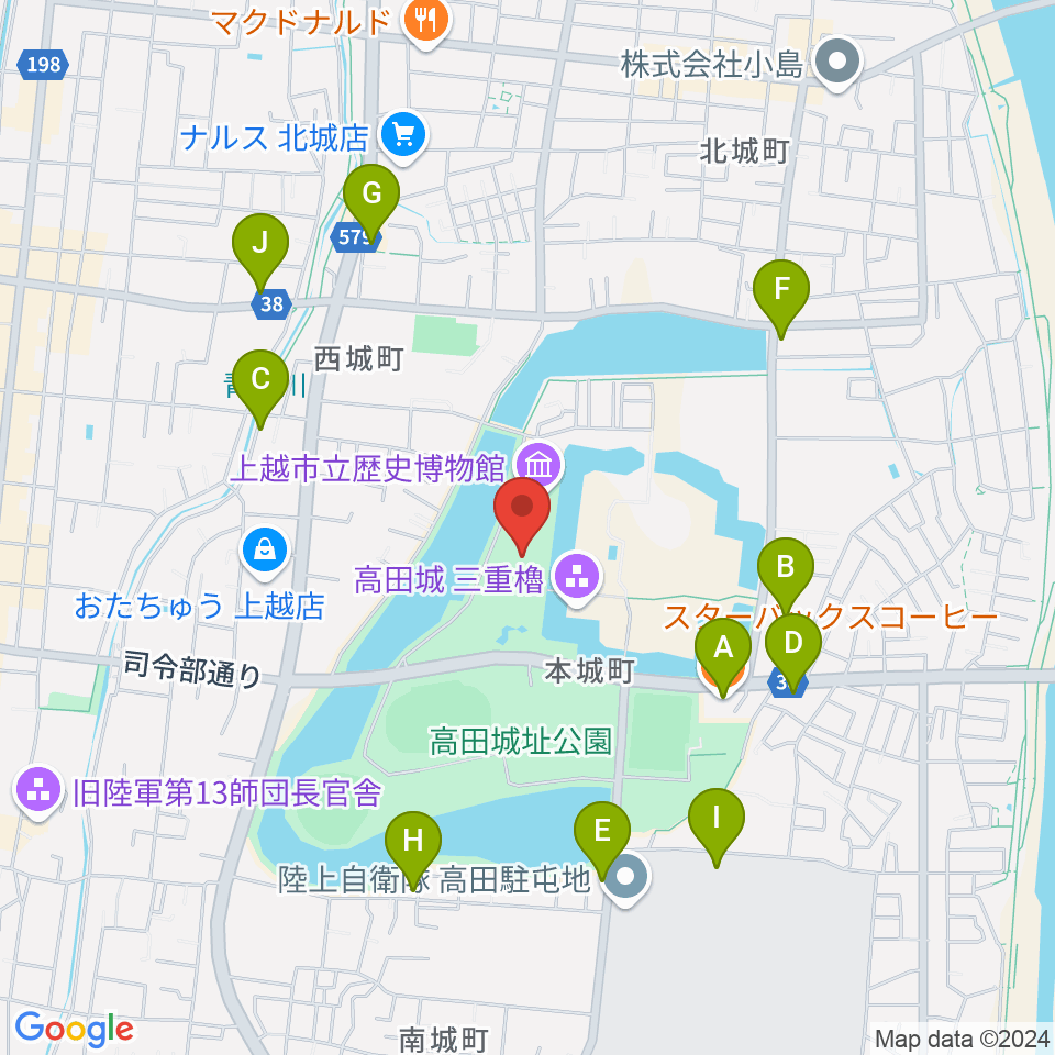 小林古径記念美術館周辺のファミレス・ファーストフード一覧地図