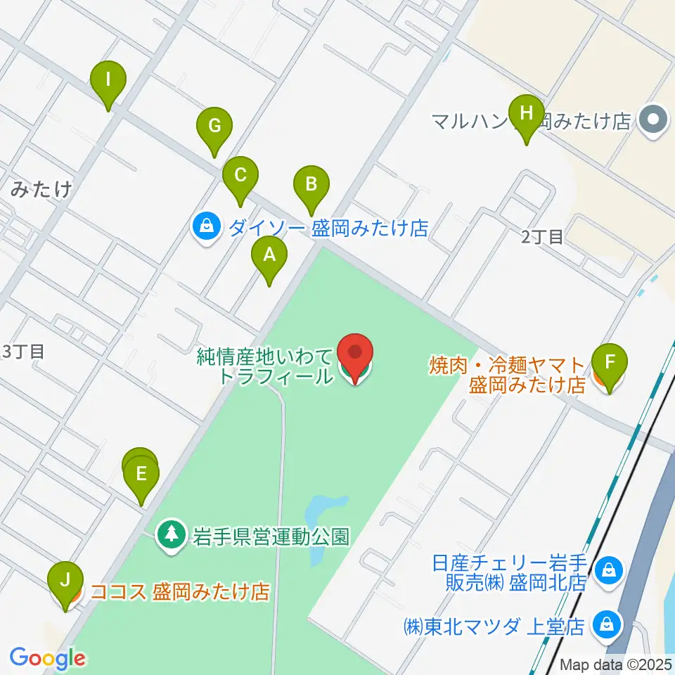 純情産地いわてトラフィール周辺のファミレス・ファーストフード一覧地図