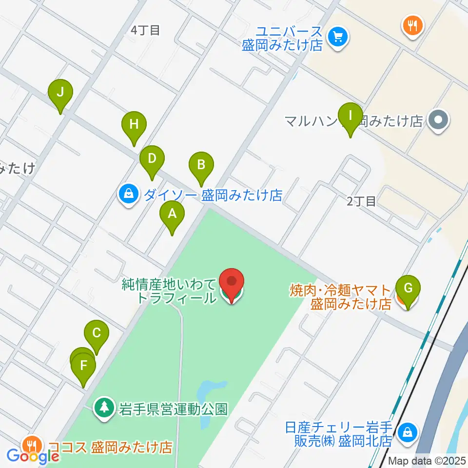純情産地いわてトラフィール周辺のファミレス・ファーストフード一覧地図