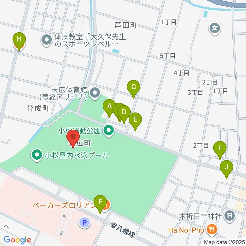 勧進帳スタジアム周辺のファミレス・ファーストフード一覧地図