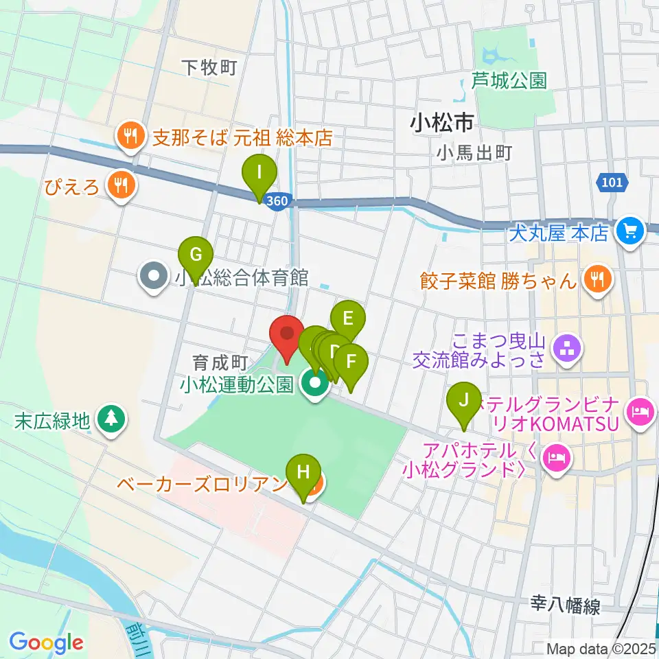 義経アリーナ周辺のファミレス・ファーストフード一覧地図