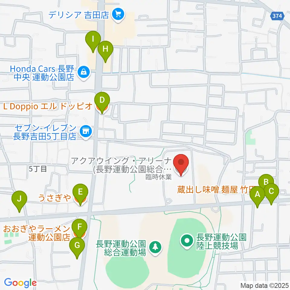 アクアウイング周辺のファミレス・ファーストフード一覧地図