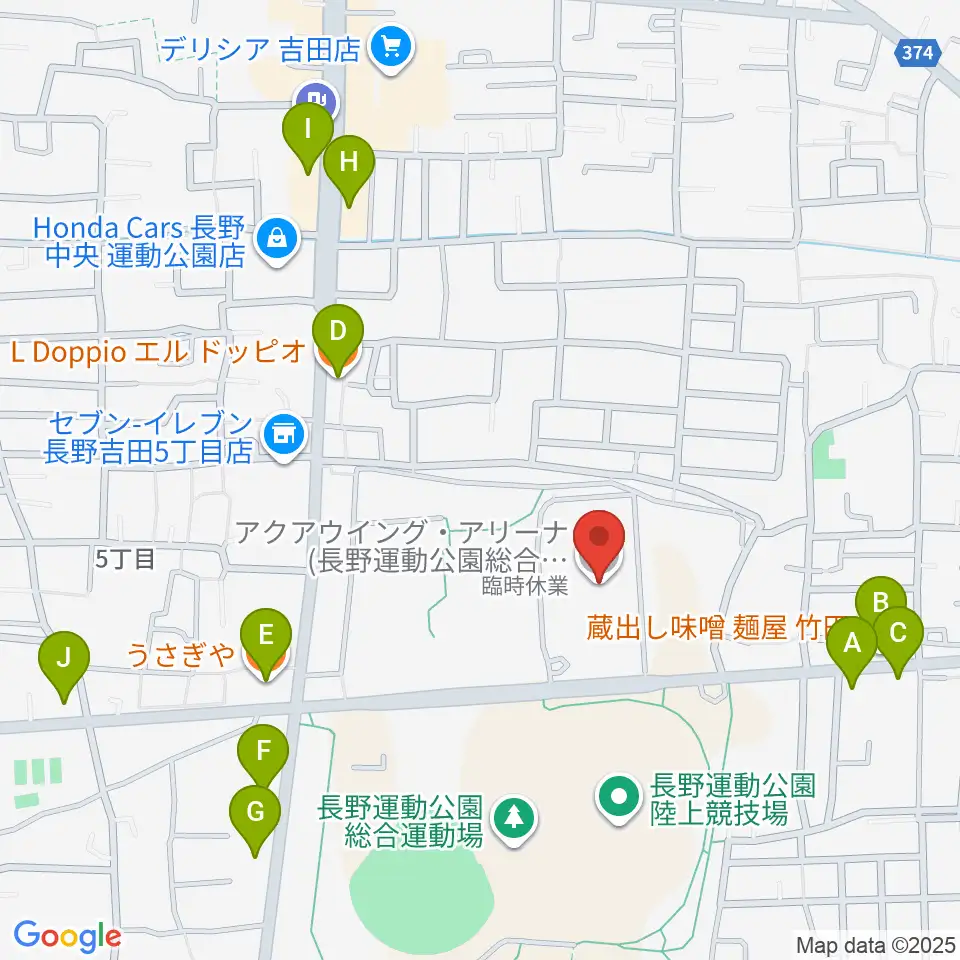 アクアウイング周辺のファミレス・ファーストフード一覧地図