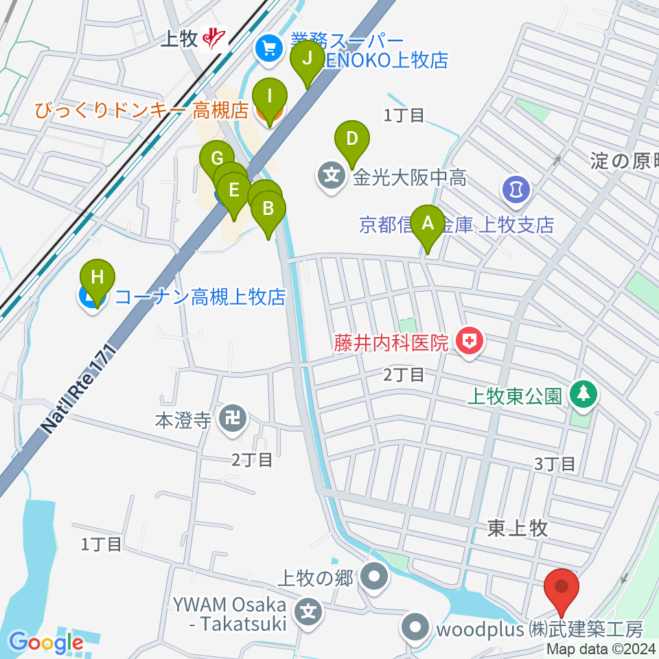 サロンドゥムジークカンマキ周辺のファミレス・ファーストフード一覧地図