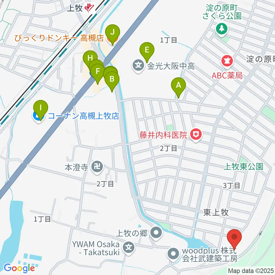 サロンドゥムジークカンマキ周辺のファミレス・ファーストフード一覧地図
