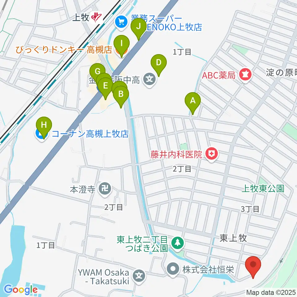 サロンドゥムジークカンマキ周辺のファミレス・ファーストフード一覧地図