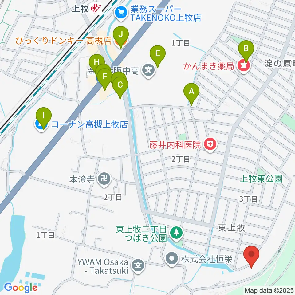 サロンドゥムジークカンマキ周辺のファミレス・ファーストフード一覧地図