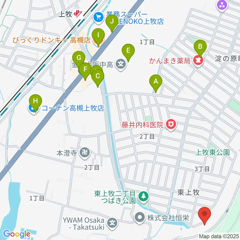 サロンドゥムジークカンマキ周辺のファミレス・ファーストフード一覧地図