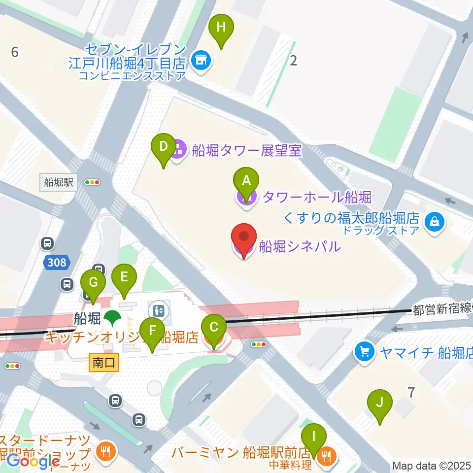 船堀シネパル周辺のファミレス・ファーストフード一覧地図