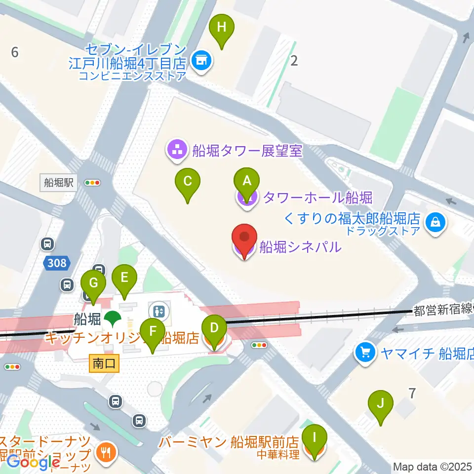 船堀シネパル周辺のファミレス・ファーストフード一覧地図