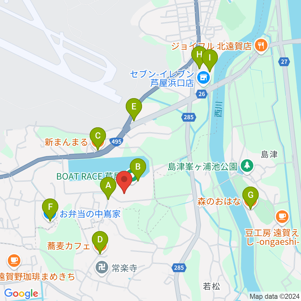 あしや夢リアホール周辺のファミレス・ファーストフード一覧地図