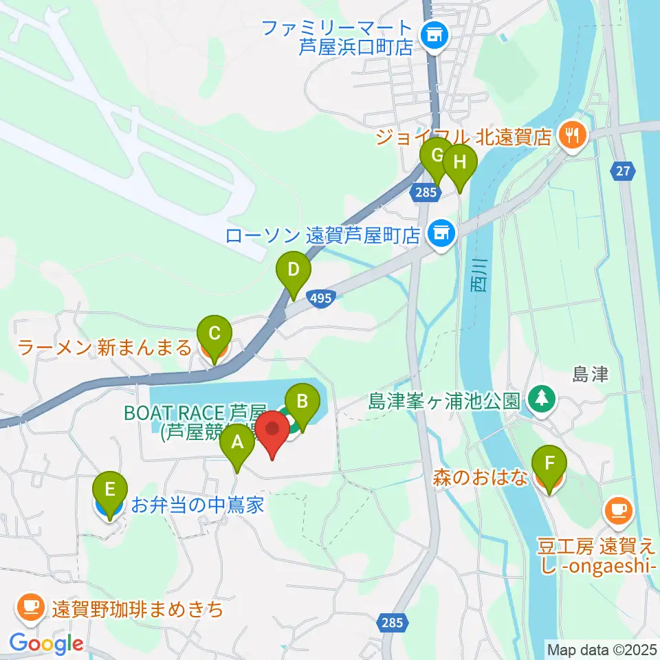 あしや夢リアホール周辺のファミレス・ファーストフード一覧地図