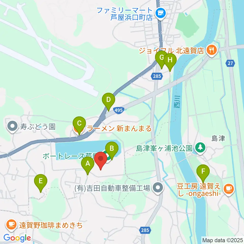 あしや夢リアホール周辺のファミレス・ファーストフード一覧地図