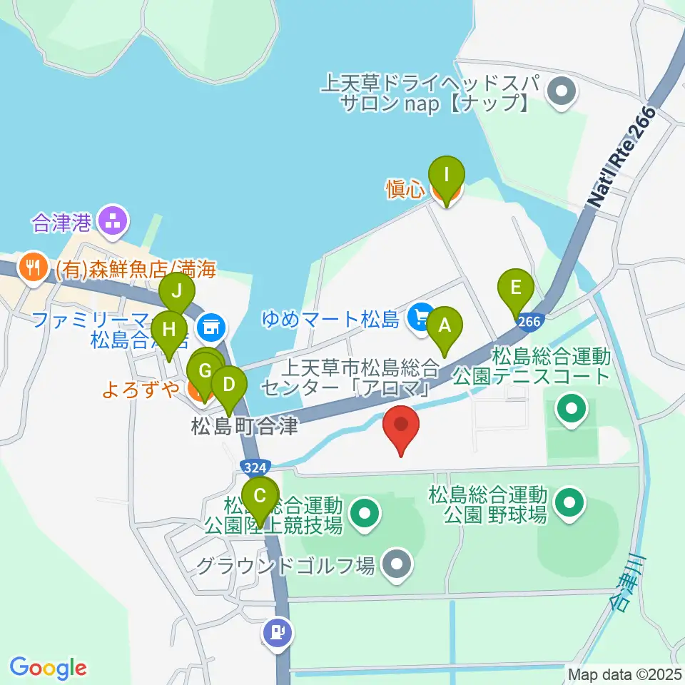 上天草市松島総合センターアロマ周辺のファミレス・ファーストフード一覧地図