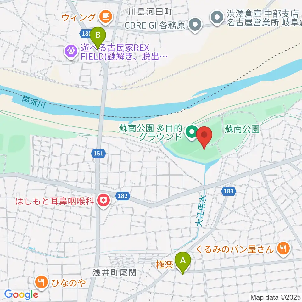 蘇南公園南野グランド周辺のファミレス・ファーストフード一覧地図