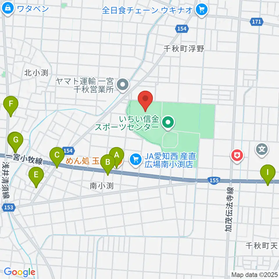 いちい信金スポーツセンター野球場周辺のファミレス・ファーストフード一覧地図