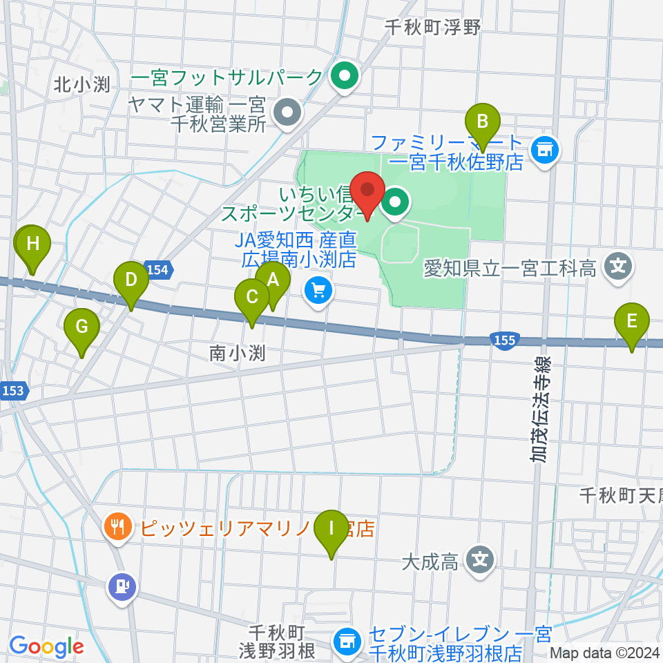 いちい信金スポーツセンターサッカー場周辺のファミレス・ファーストフード一覧地図