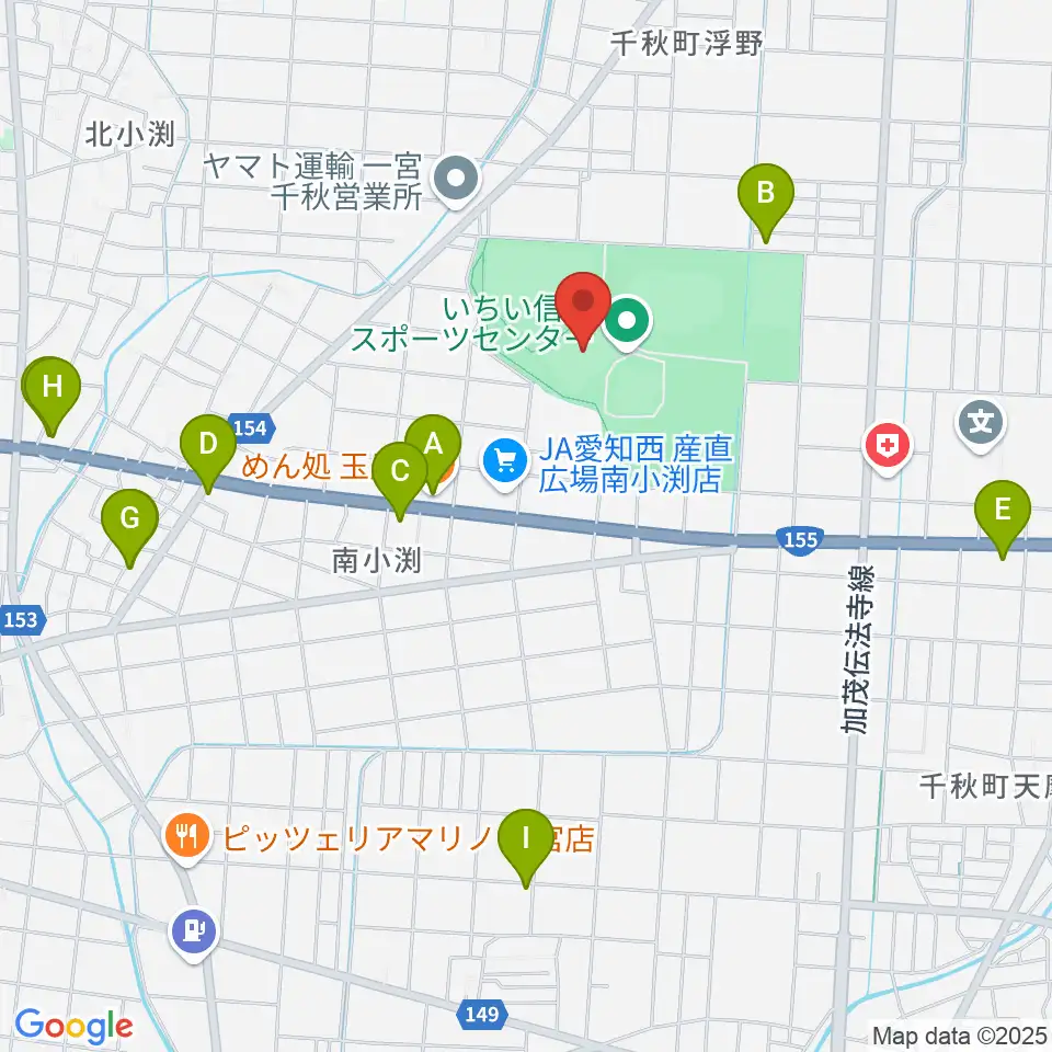 いちい信金スポーツセンターサッカー場周辺のファミレス・ファーストフード一覧地図