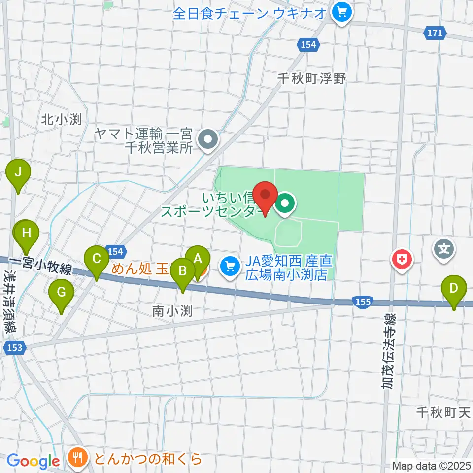 いちい信金スポーツセンターサッカー場周辺のファミレス・ファーストフード一覧地図