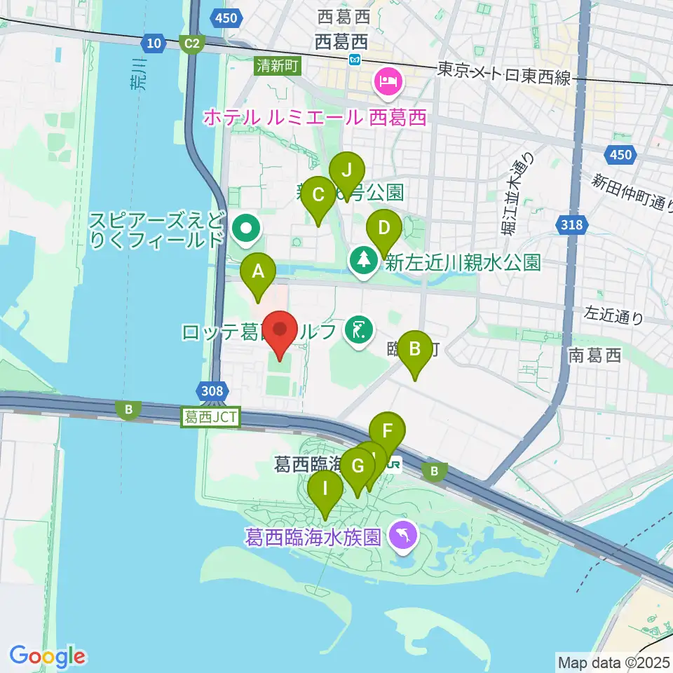 江戸川区臨海球技場多目的グラウンド周辺のファミレス・ファーストフード一覧地図