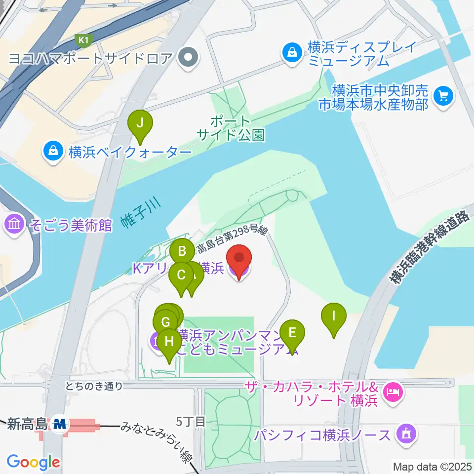 Kアリーナ横浜周辺のファミレス・ファーストフード一覧地図