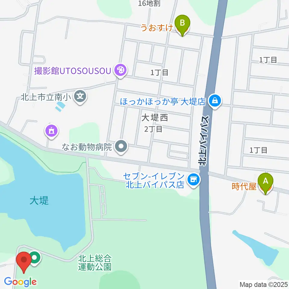 トヨタ紡織東北サンシャインアリーナ周辺のファミレス・ファーストフード一覧地図