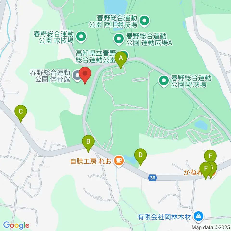 春野総合運動公園体育館周辺のファミレス・ファーストフード一覧地図