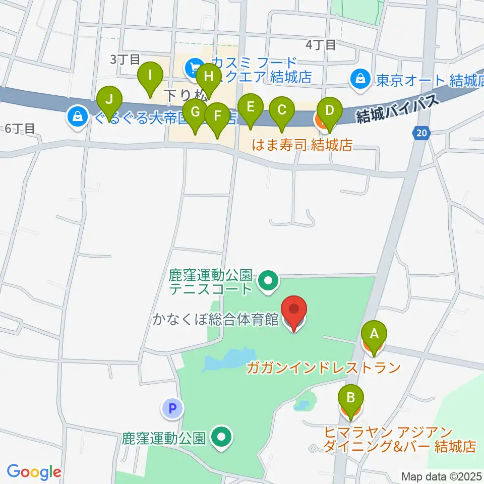 かなくぼ総合体育館周辺のファミレス・ファーストフード一覧地図