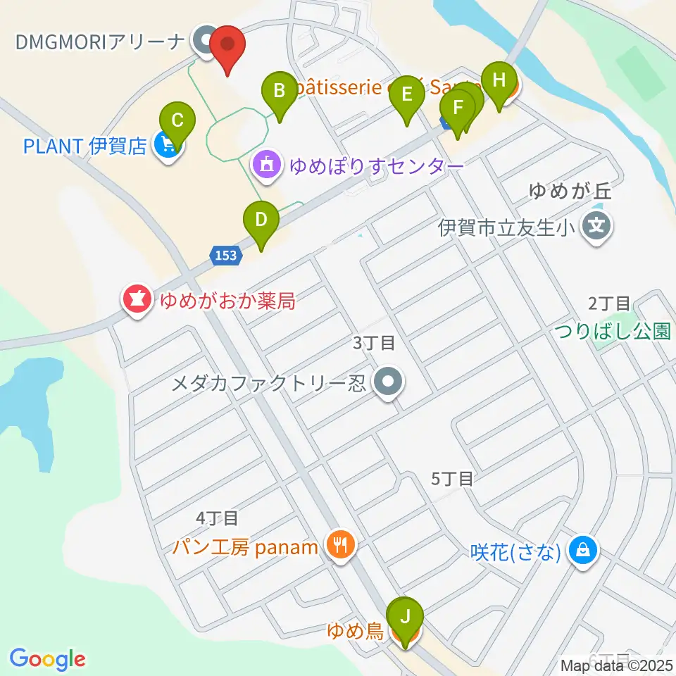DMGMORIアリーナ周辺のファミレス・ファーストフード一覧地図