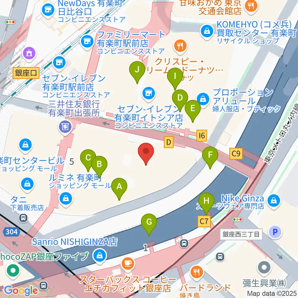 有楽町I'M A SHOW周辺のファミレス・ファーストフード一覧地図