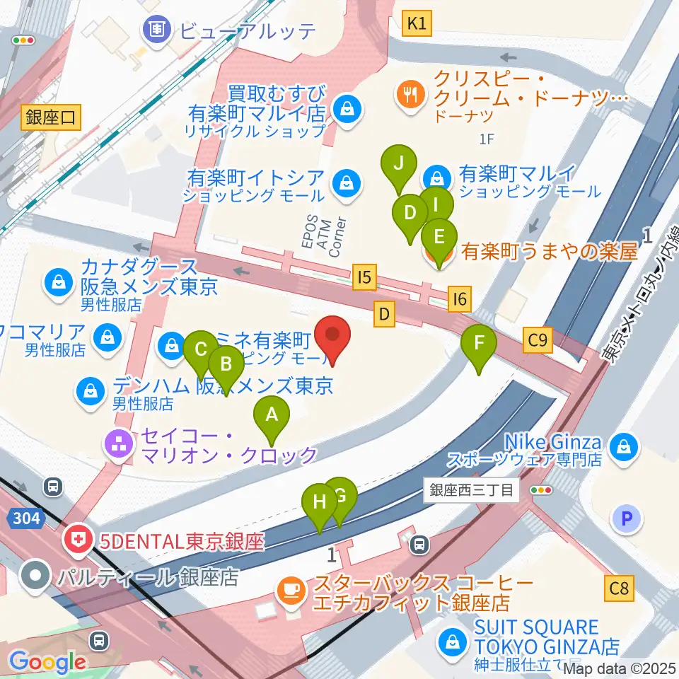 有楽町I'M A SHOW周辺のファミレス・ファーストフード一覧地図