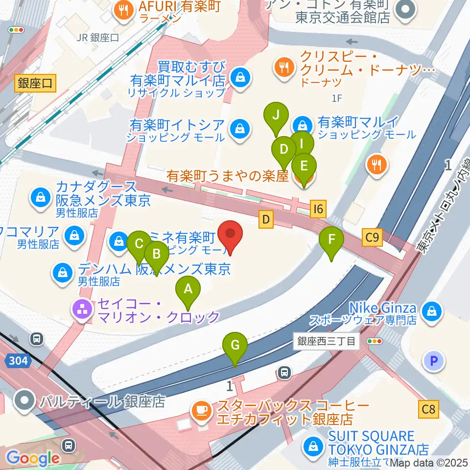 有楽町I'M A SHOW周辺のファミレス・ファーストフード一覧地図
