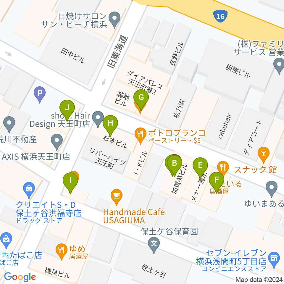 天王町スタジオオリーブ周辺のファミレス・ファーストフード一覧地図