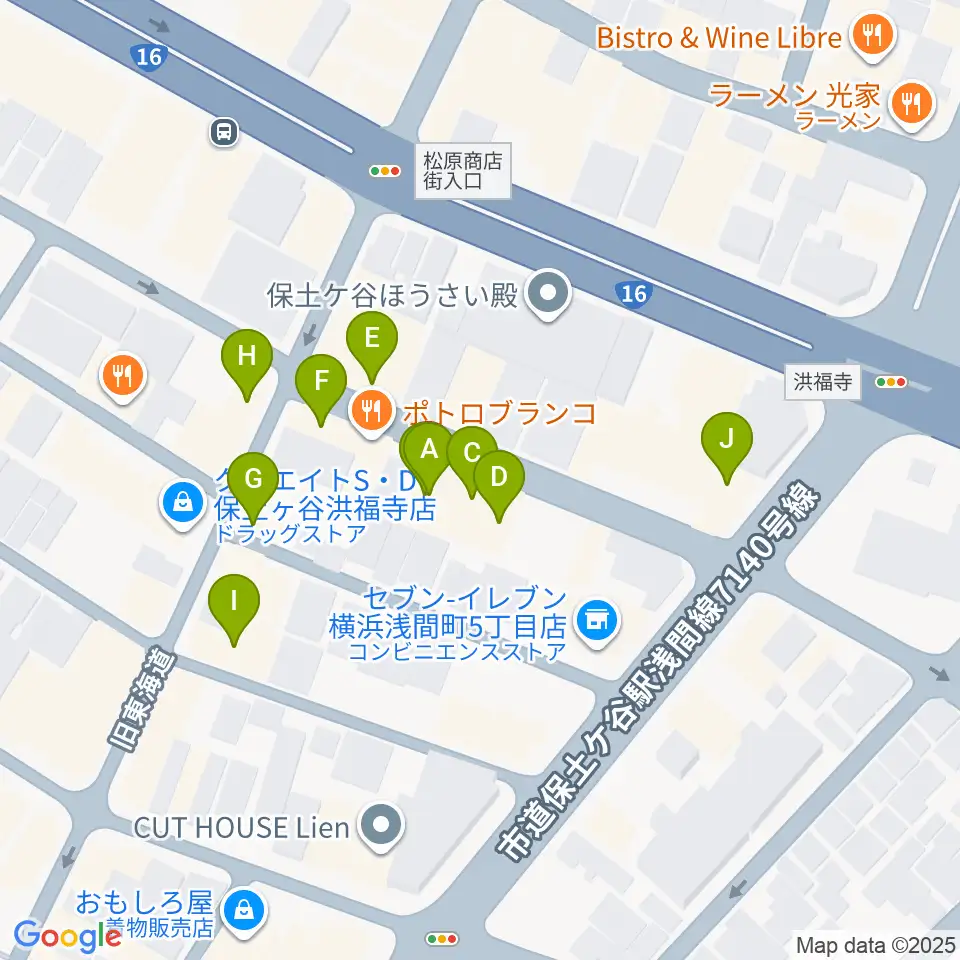天王町スタジオオリーブ周辺のファミレス・ファーストフード一覧地図