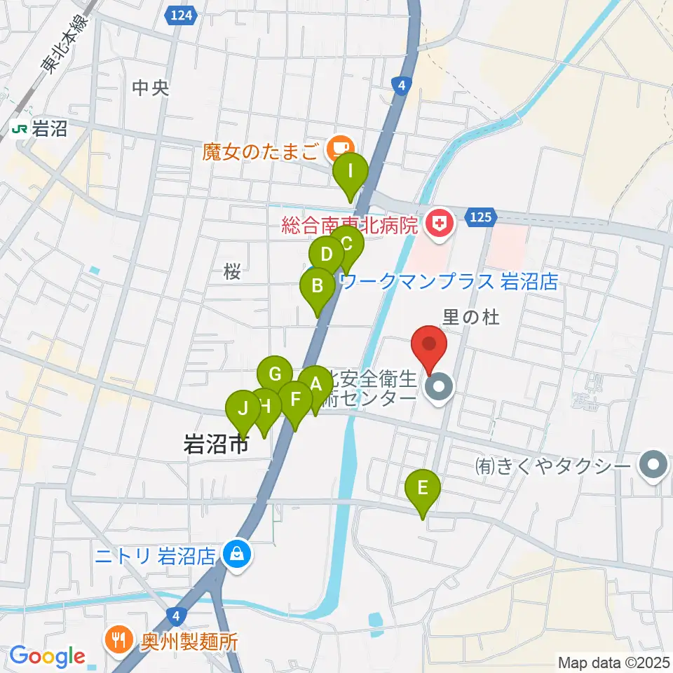 岩沼市総合体育館ビッグアリーナ周辺のファミレス・ファーストフード一覧地図
