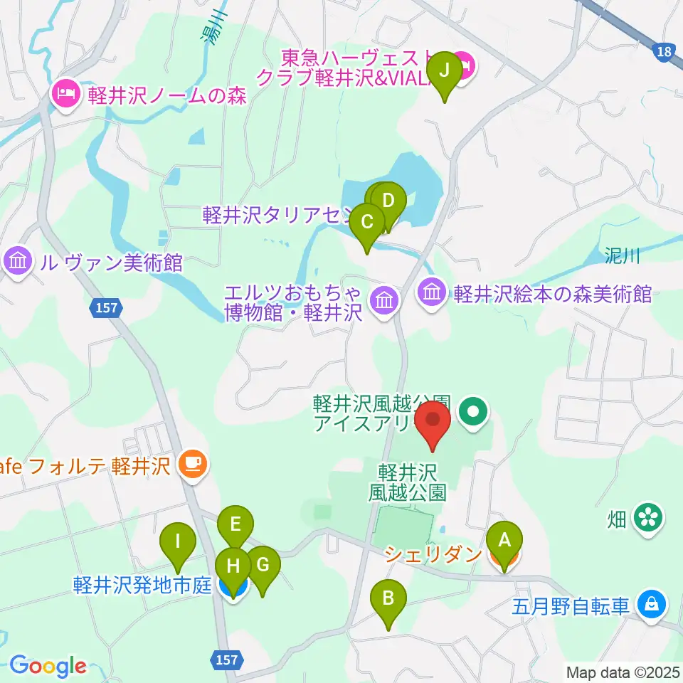 風越公園総合体育館周辺のファミレス・ファーストフード一覧地図