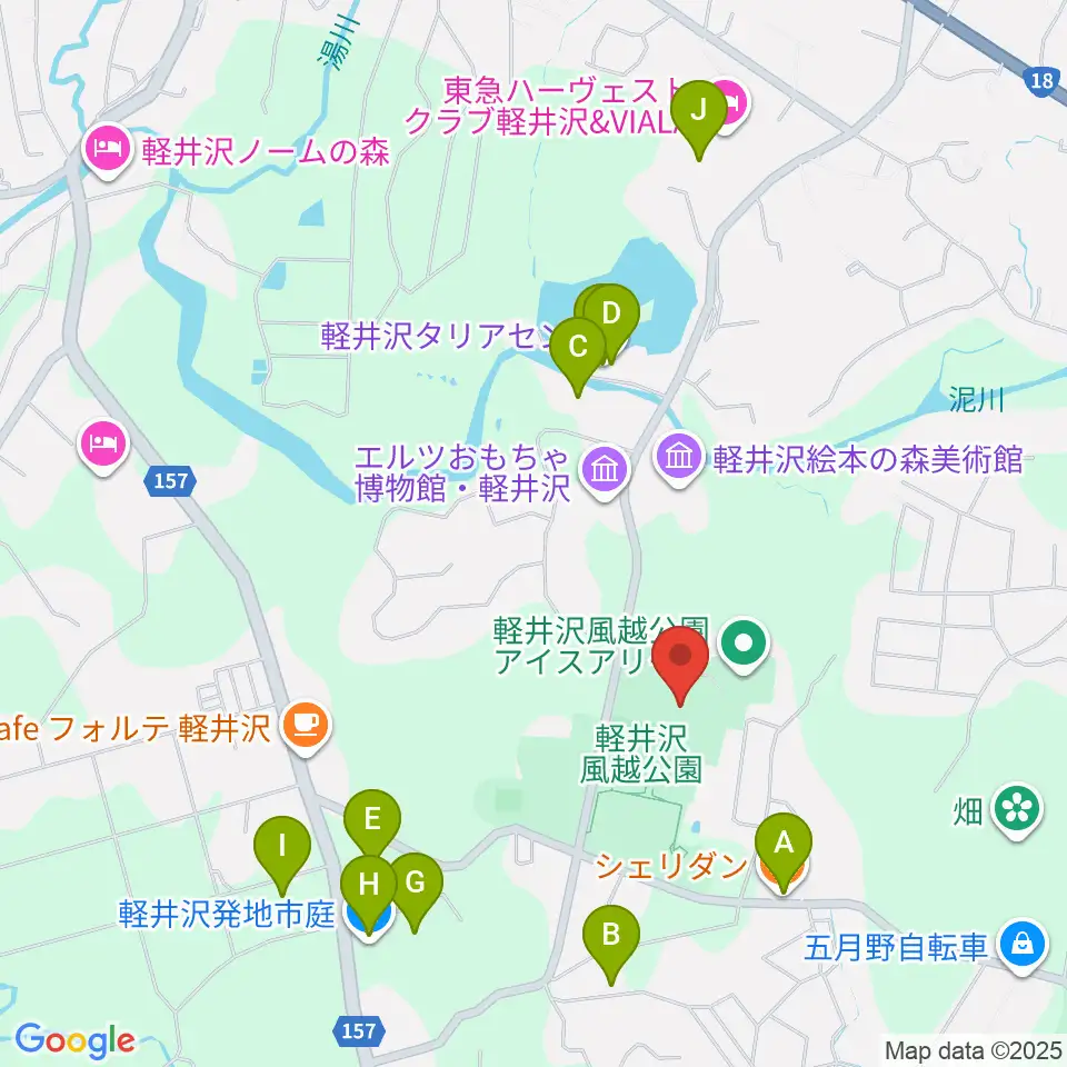 風越公園総合体育館周辺のファミレス・ファーストフード一覧地図
