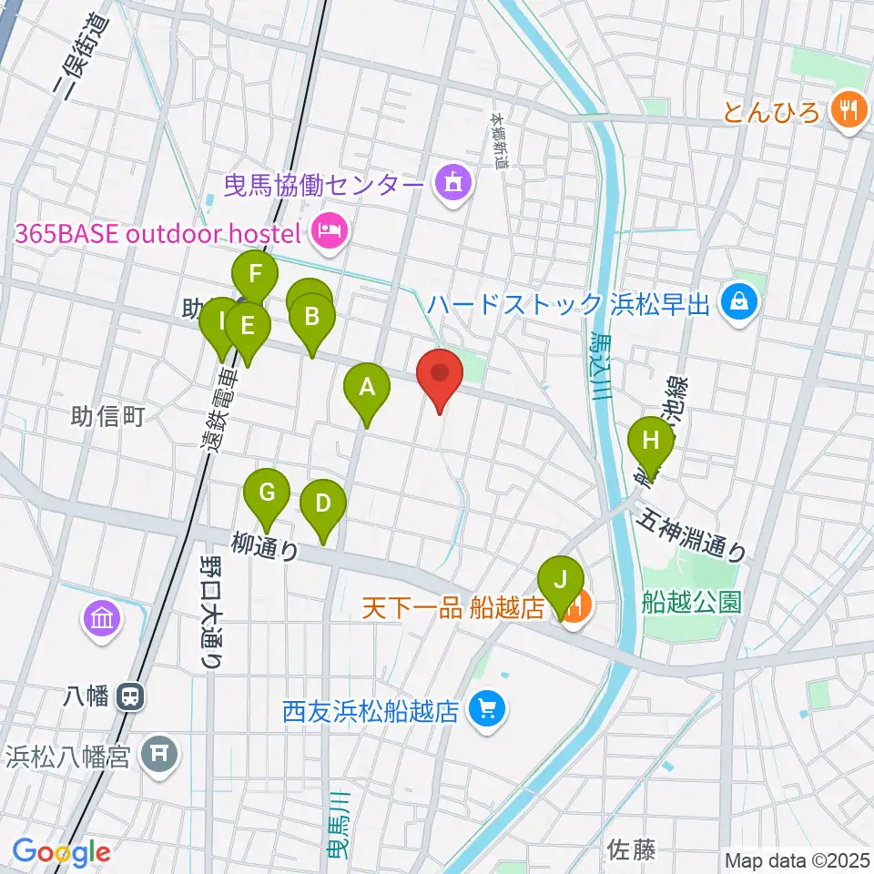 新津プロソニックスタジオ周辺のファミレス・ファーストフード一覧地図