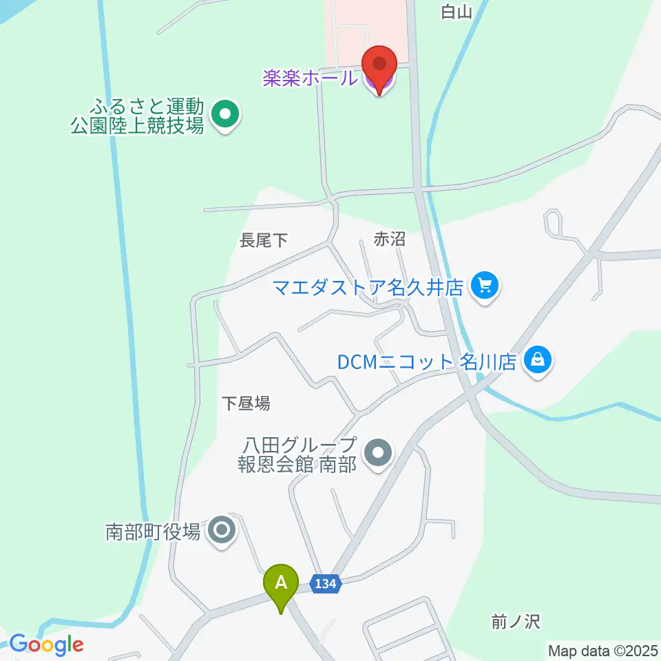 南部町立町民ホール 楽楽ホール周辺のファミレス・ファーストフード一覧地図