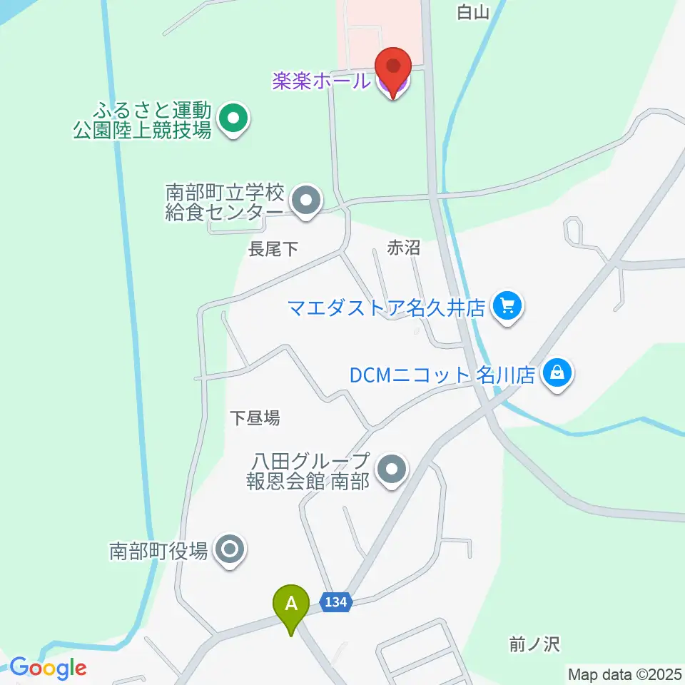 南部町立町民ホール 楽楽ホール周辺のファミレス・ファーストフード一覧地図