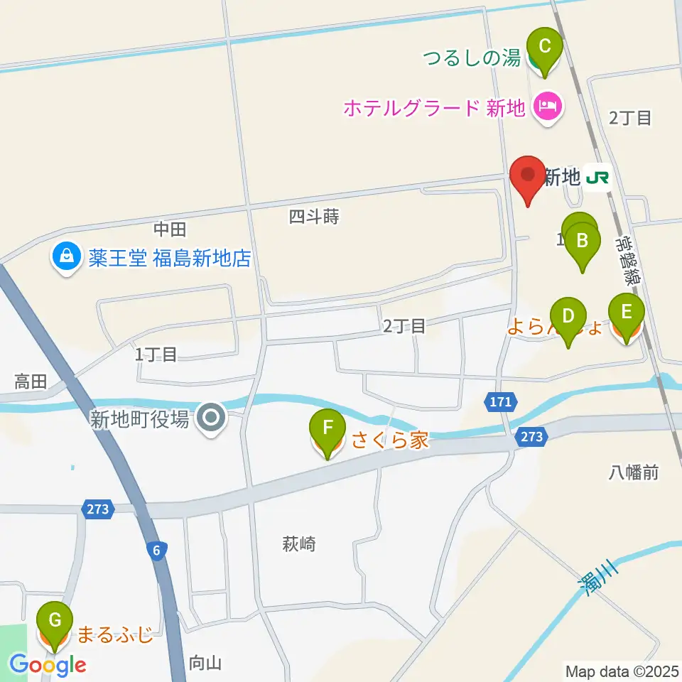 新地町文化交流センター観海ホール周辺のファミレス・ファーストフード一覧地図