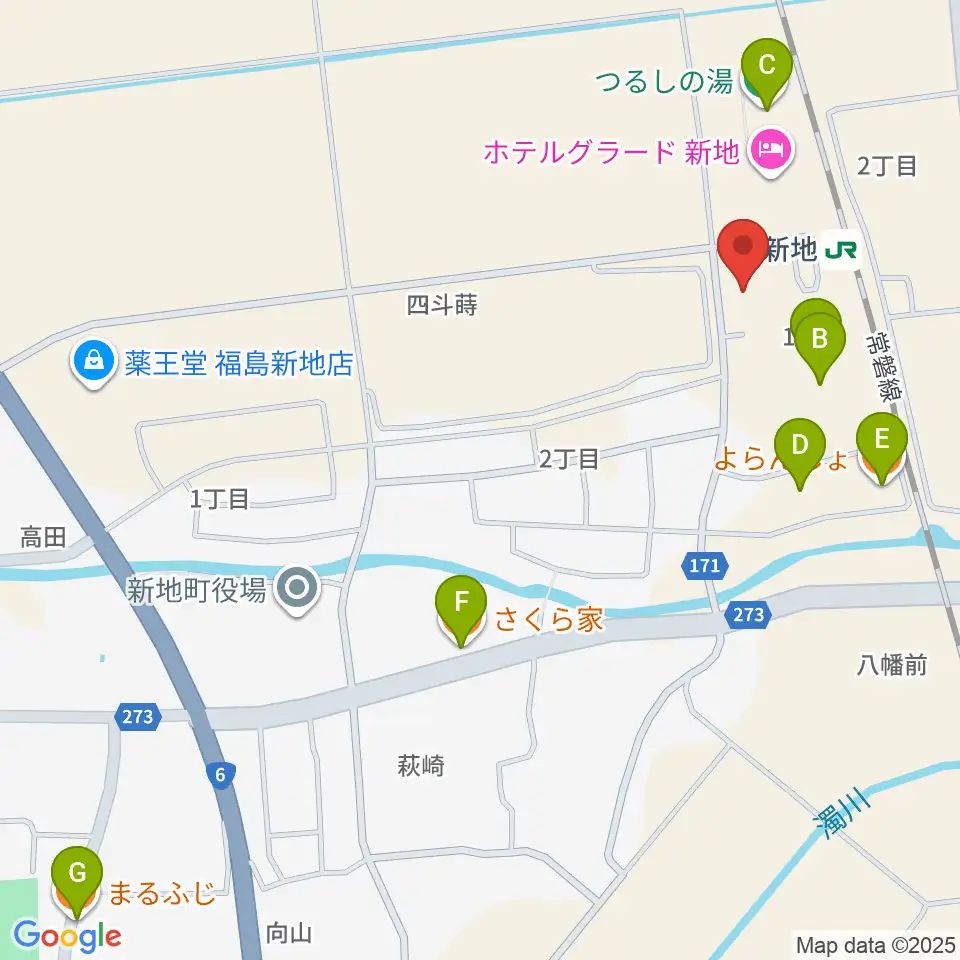 新地町文化交流センター観海ホール周辺のファミレス・ファーストフード一覧地図