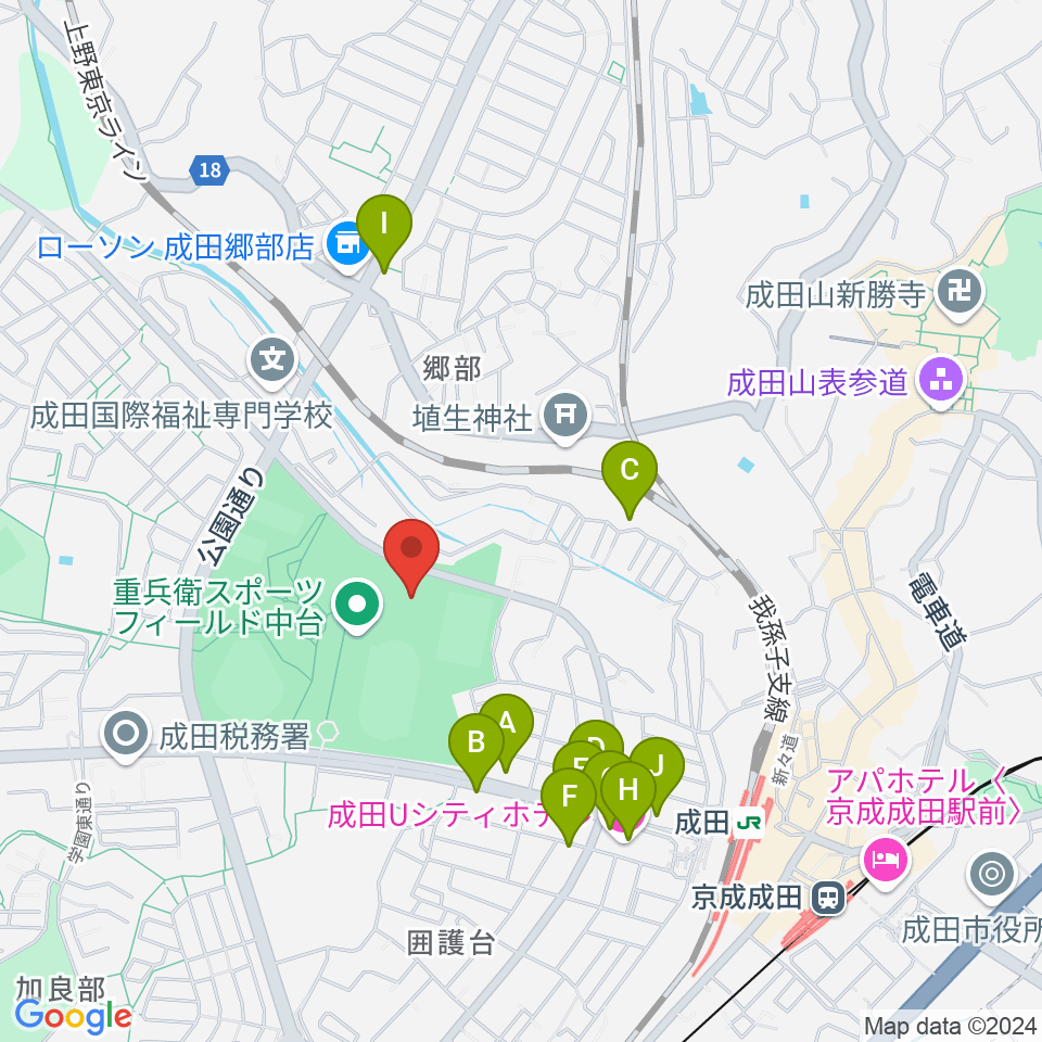 重兵衛スポーツフィールド中台体育館周辺のファミレス・ファーストフード一覧地図