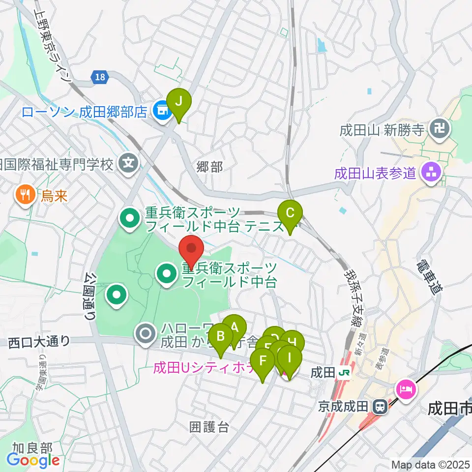 重兵衛スポーツフィールド中台体育館周辺のファミレス・ファーストフード一覧地図