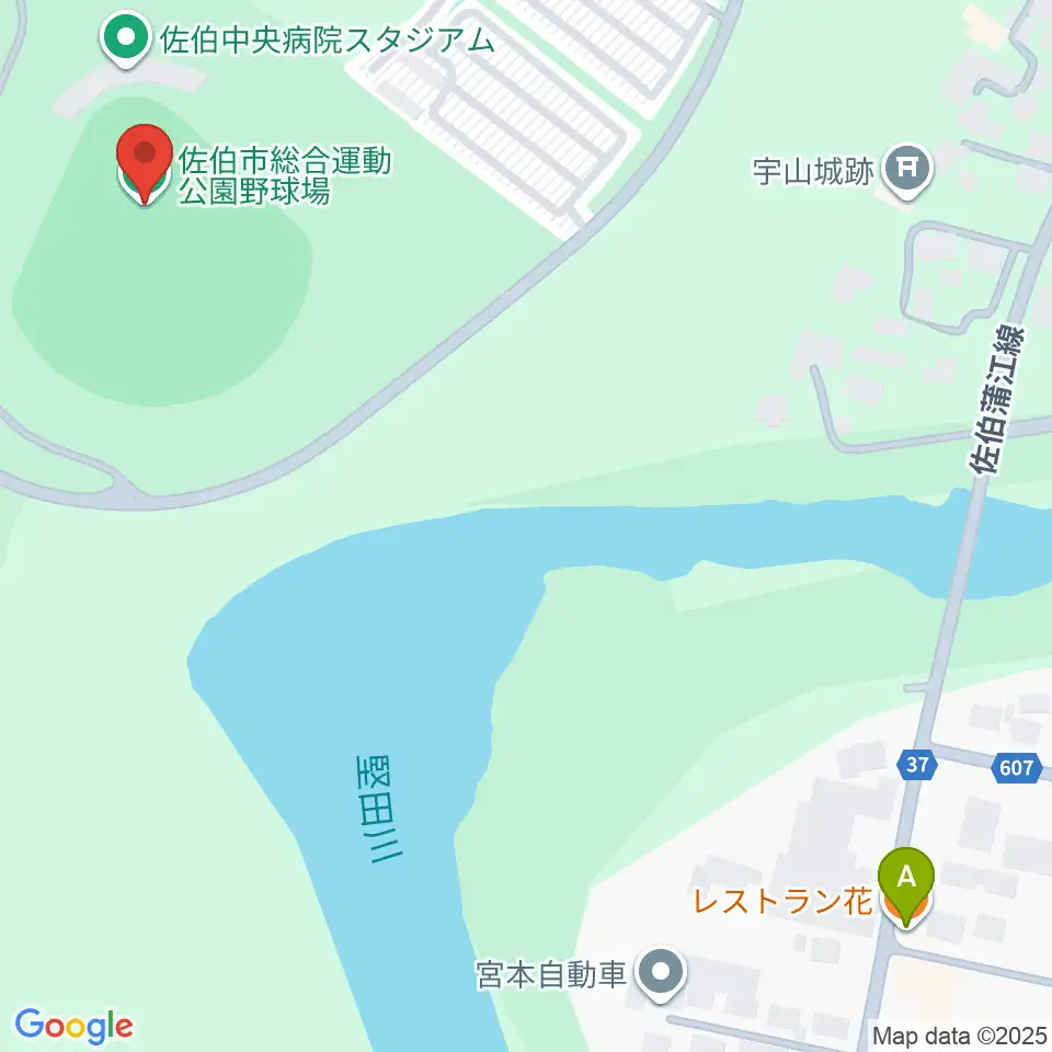 佐伯中央病院スタジアム周辺のファミレス・ファーストフード一覧地図