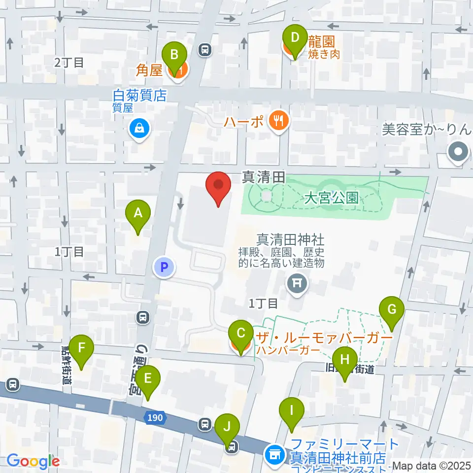 一宮スポーツ文化センター周辺のファミレス・ファーストフード一覧地図