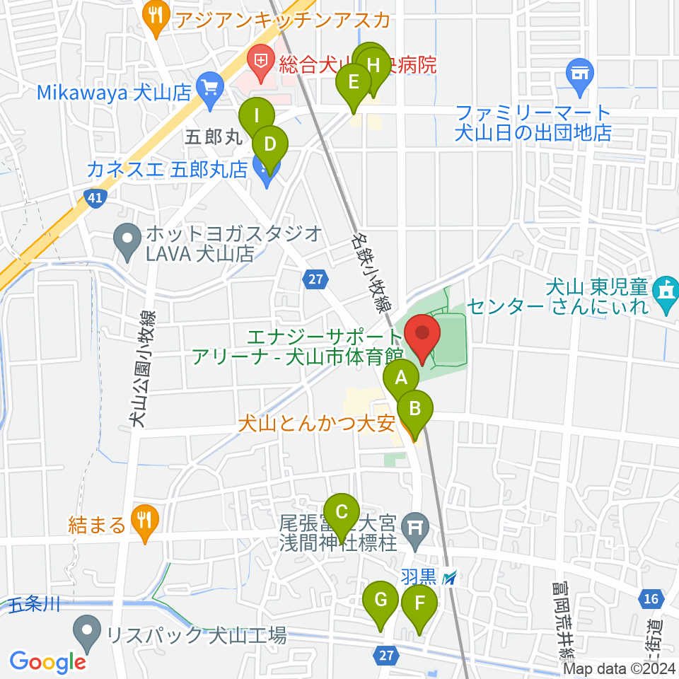 エナジーサポートアリーナ周辺のファミレス・ファーストフード一覧地図